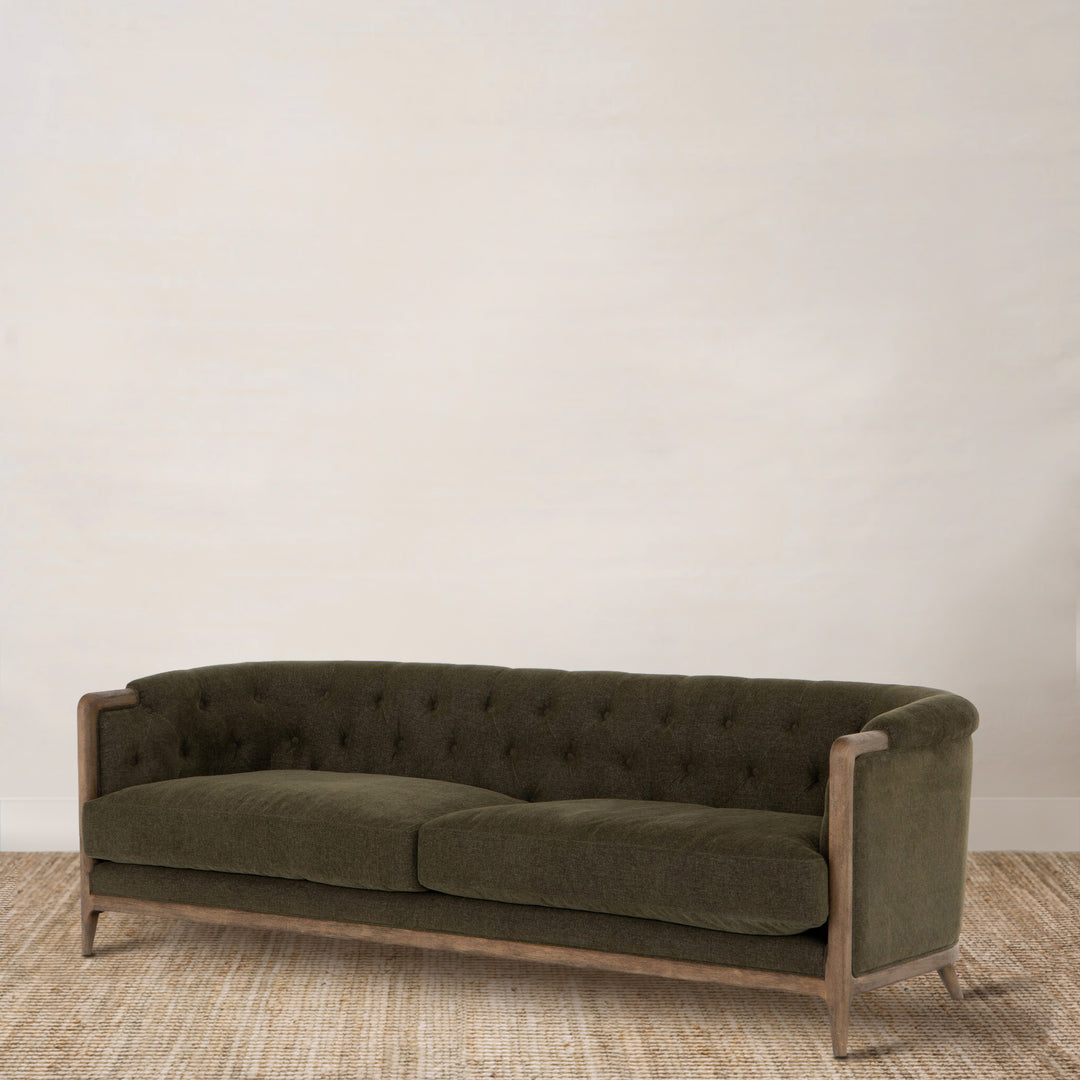 Eaton 91" Sofa Upholstered in Performance Fabric Sutton Olive