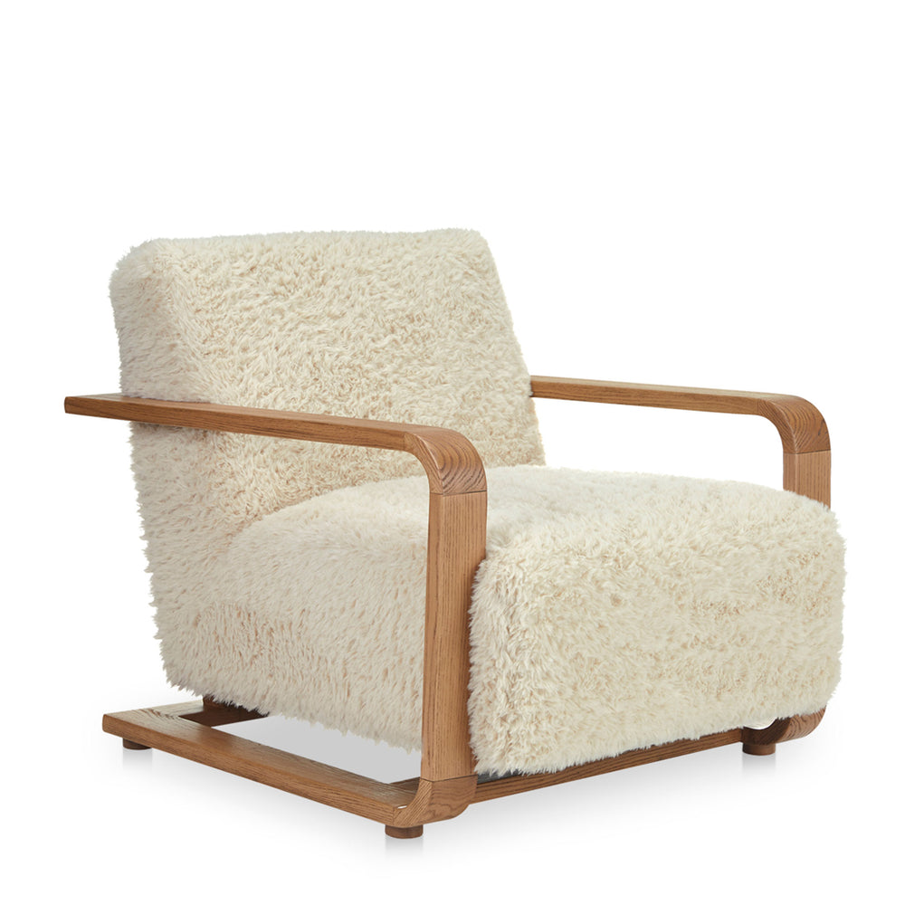 Edwyn Lounge Chair Chair in Cream Faux Fur
