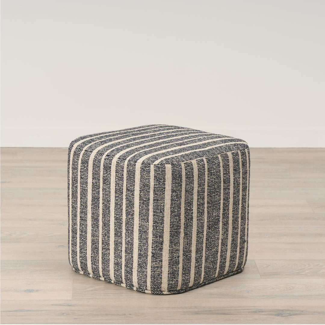 Ames Ottoman Upholstered in Heavy Duty Midnight Beige