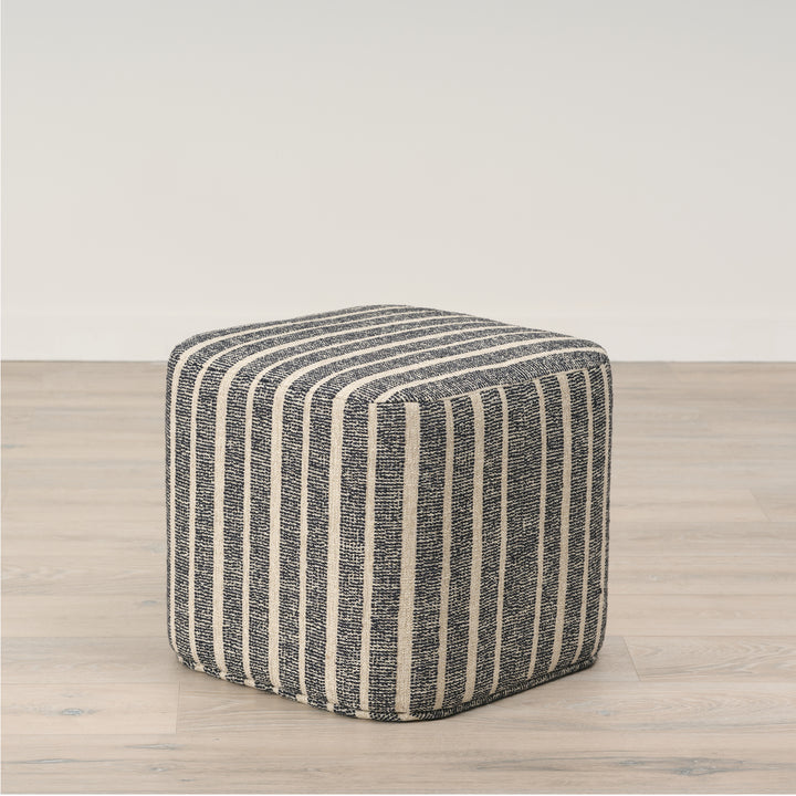 Ames Ottoman Upholstered in Heavy Duty Midnight Beige