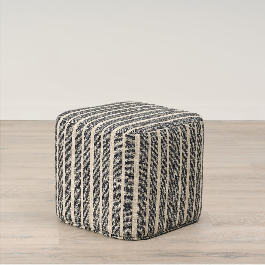 Ames Ottoman Upholstered in Heavy Duty Midnight Beige