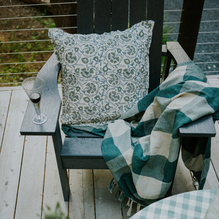 Linen Gingham Throw Blue