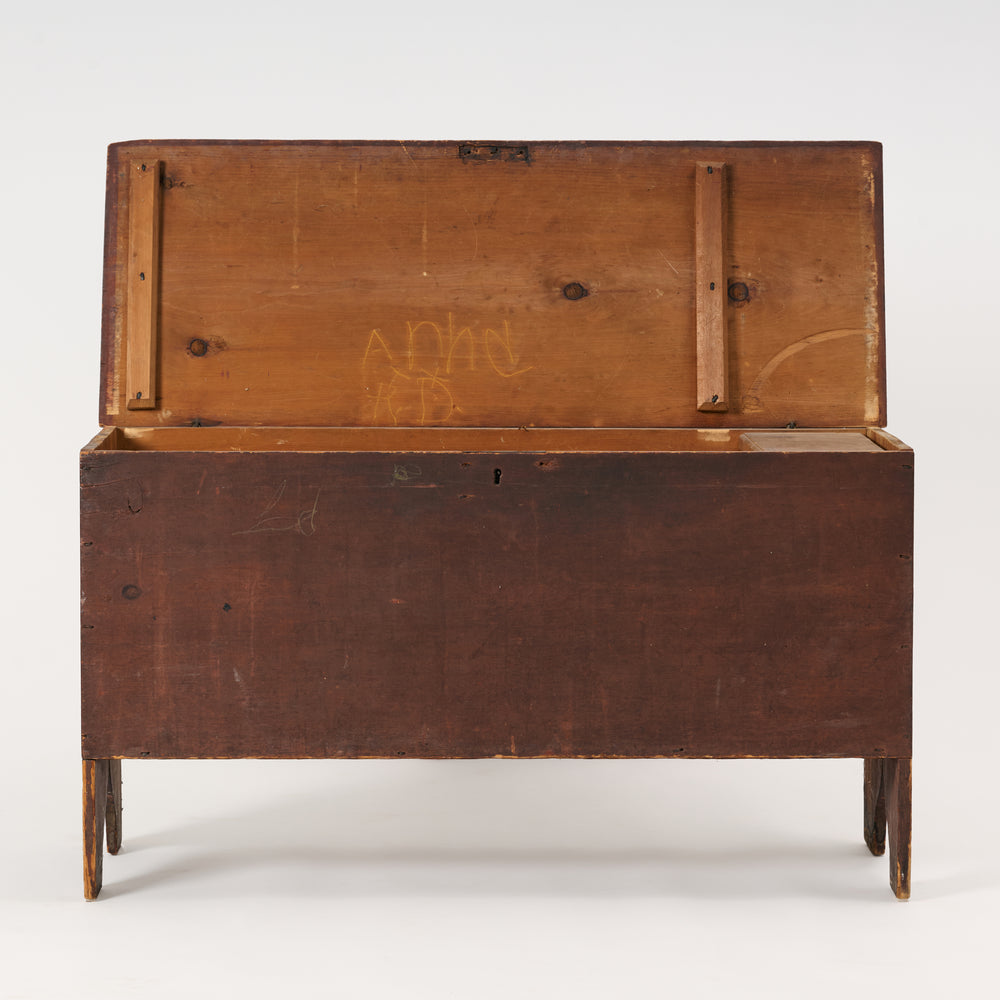 Vintage wooden trunk with a white background