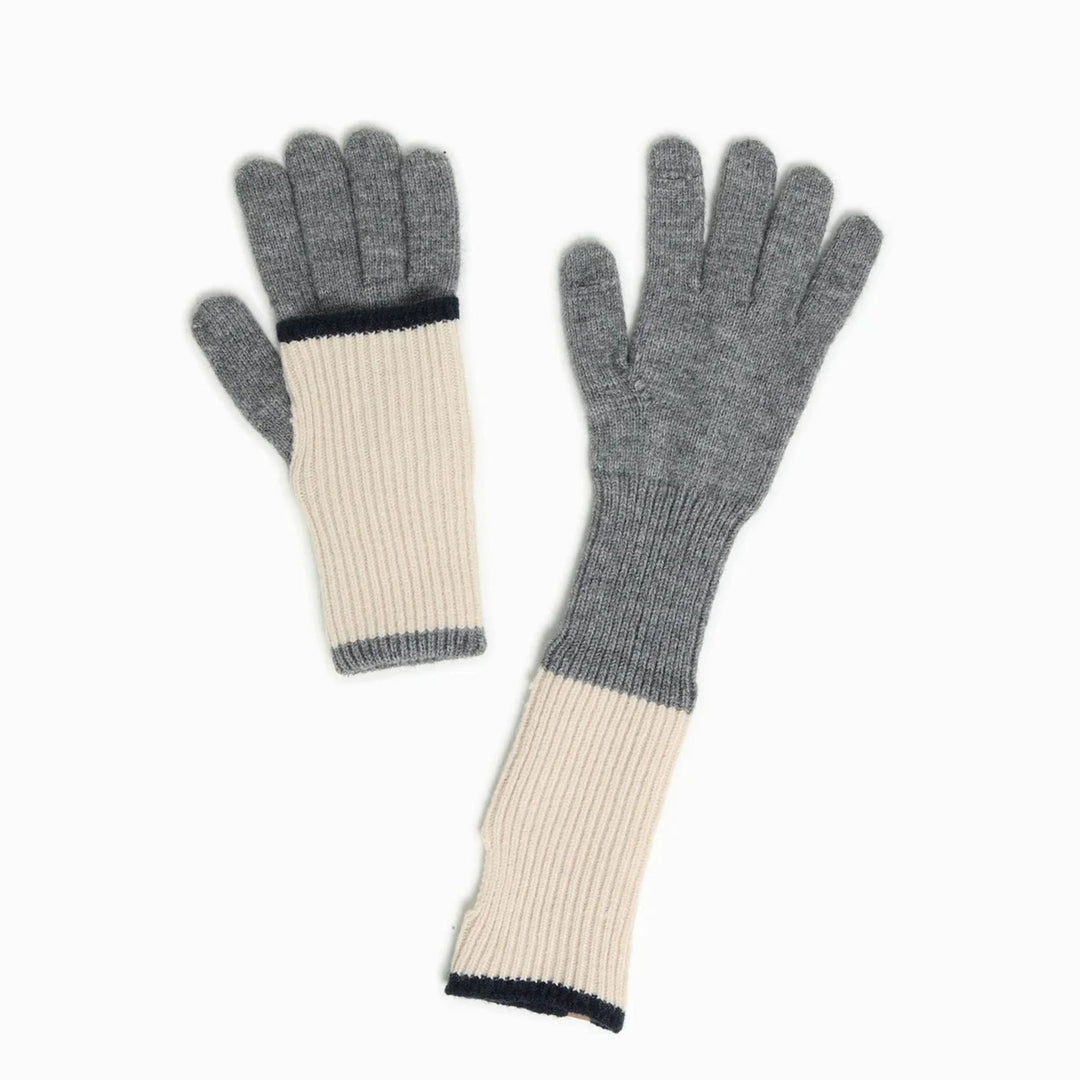 Fingerhole Long Knit Magic Gloves in Ivory