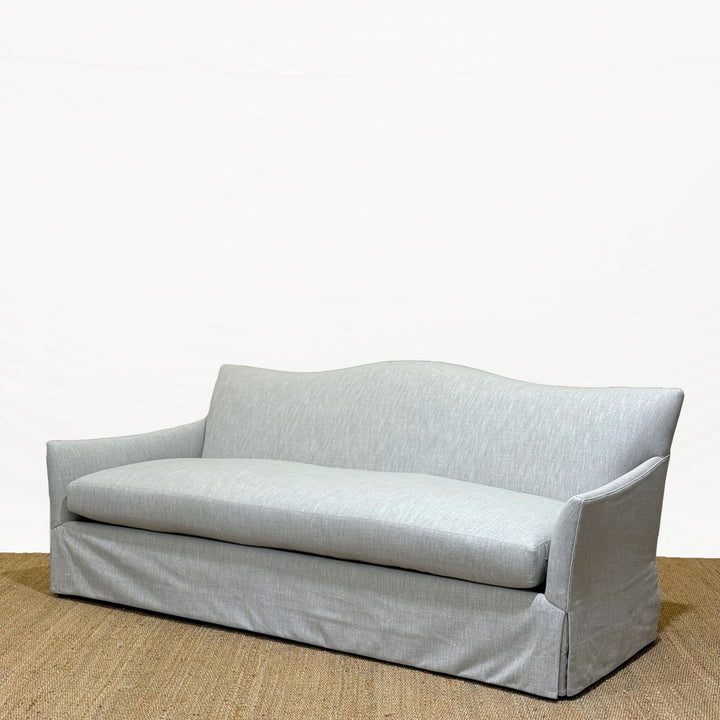 Georgia Sofa in Performance Fabric Reid Silver with Pillows by Lee Industries (94")