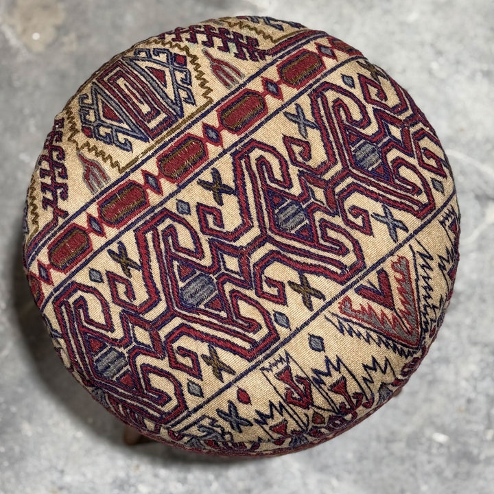 Vintage Rug Small Ottoman - 1024-B