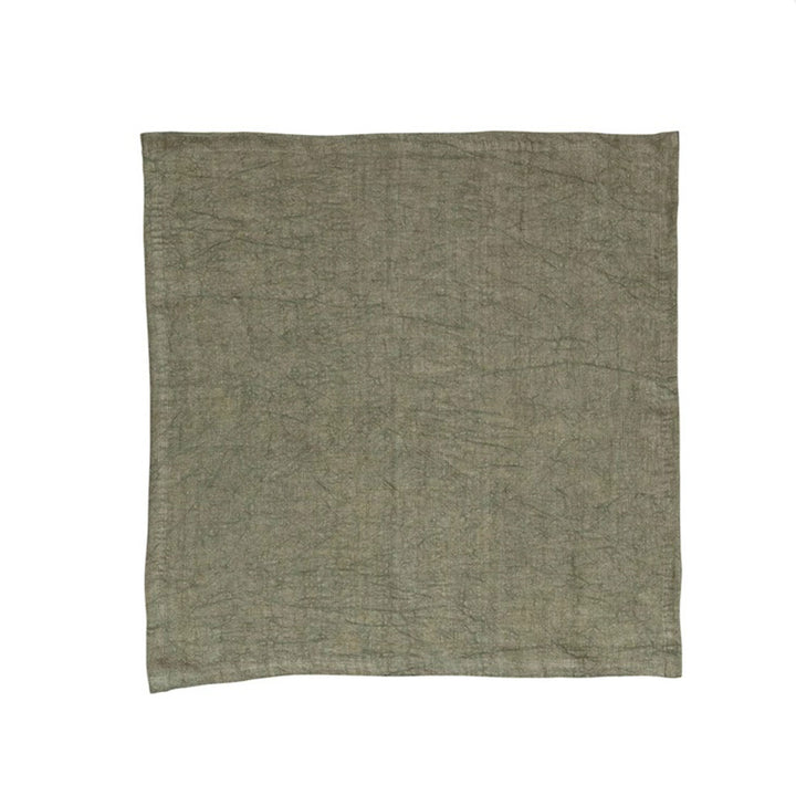 18" Square Stonewashed Linen Napkins in Olive s/4