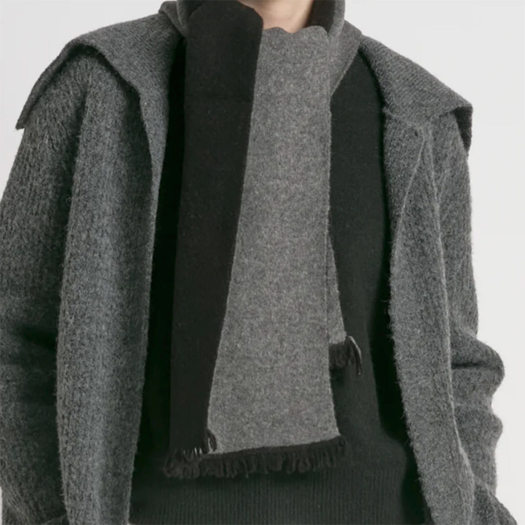 Wool Blend Reversible Scarf - Black
