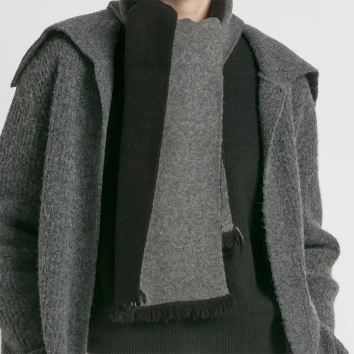 Wool Blend Reversible Scarf - Black