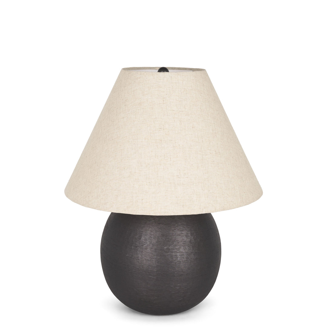 Sadiyah Table Lamp In Black Brushed Metal with Beige Shade