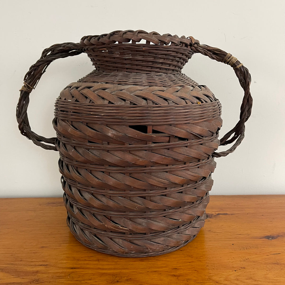 Antique Wicker Basket with Galvanized Insert