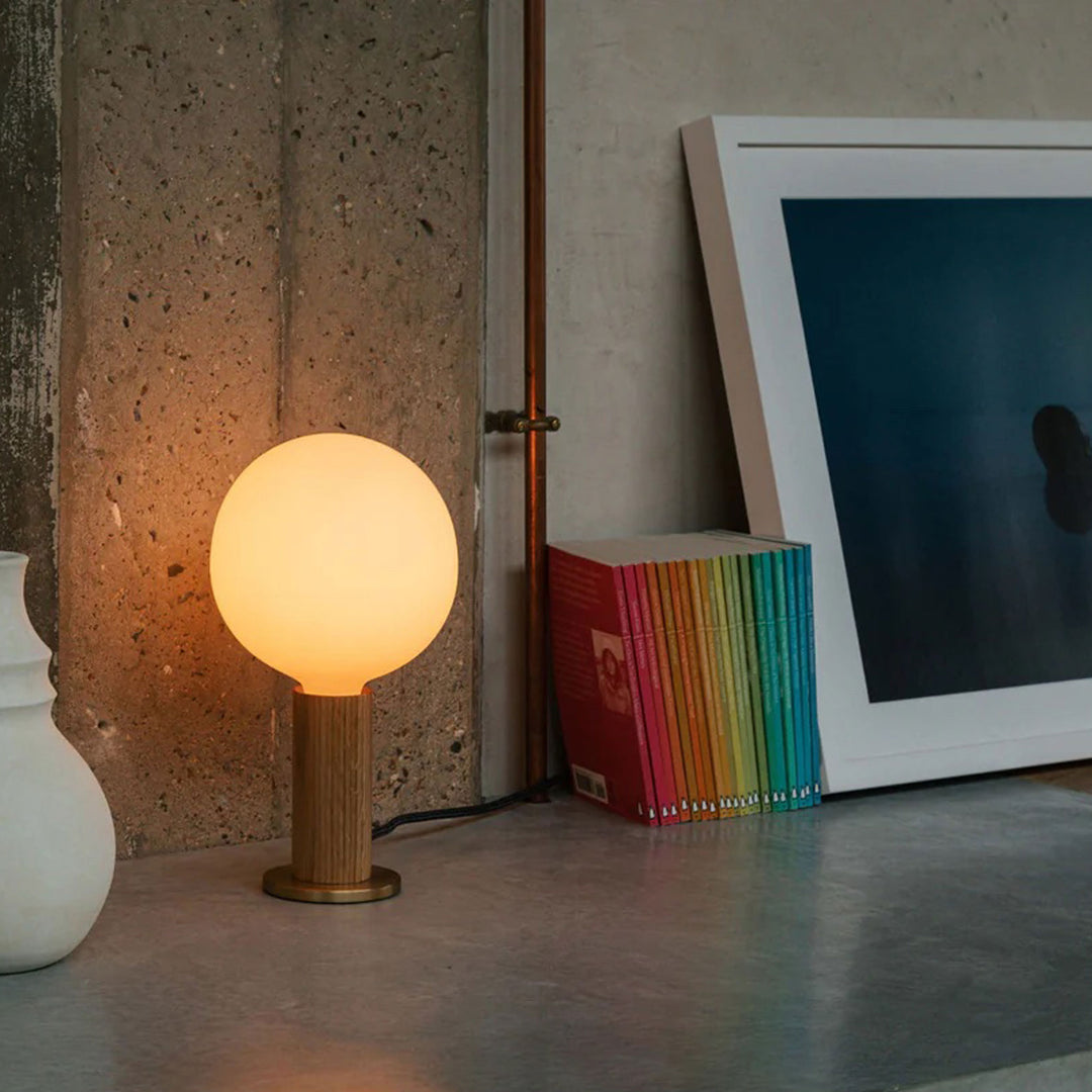 Oak Knuckle Table Lamp w/ Sphere IV Bulb