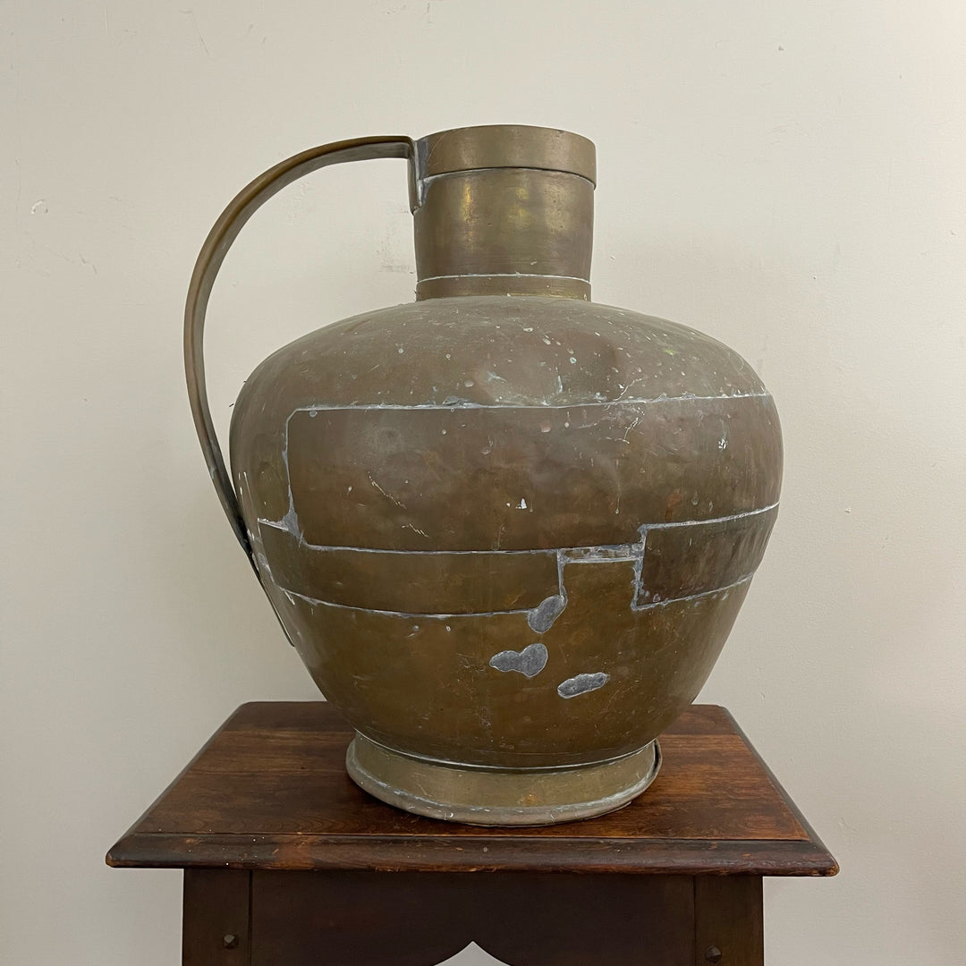Antique Large Brass Jug with Repairs Ca. 1900