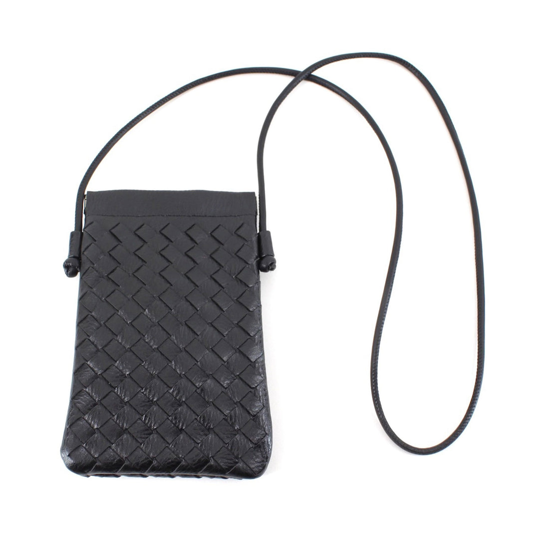 Small Woven Crossbody Phone Bag Black