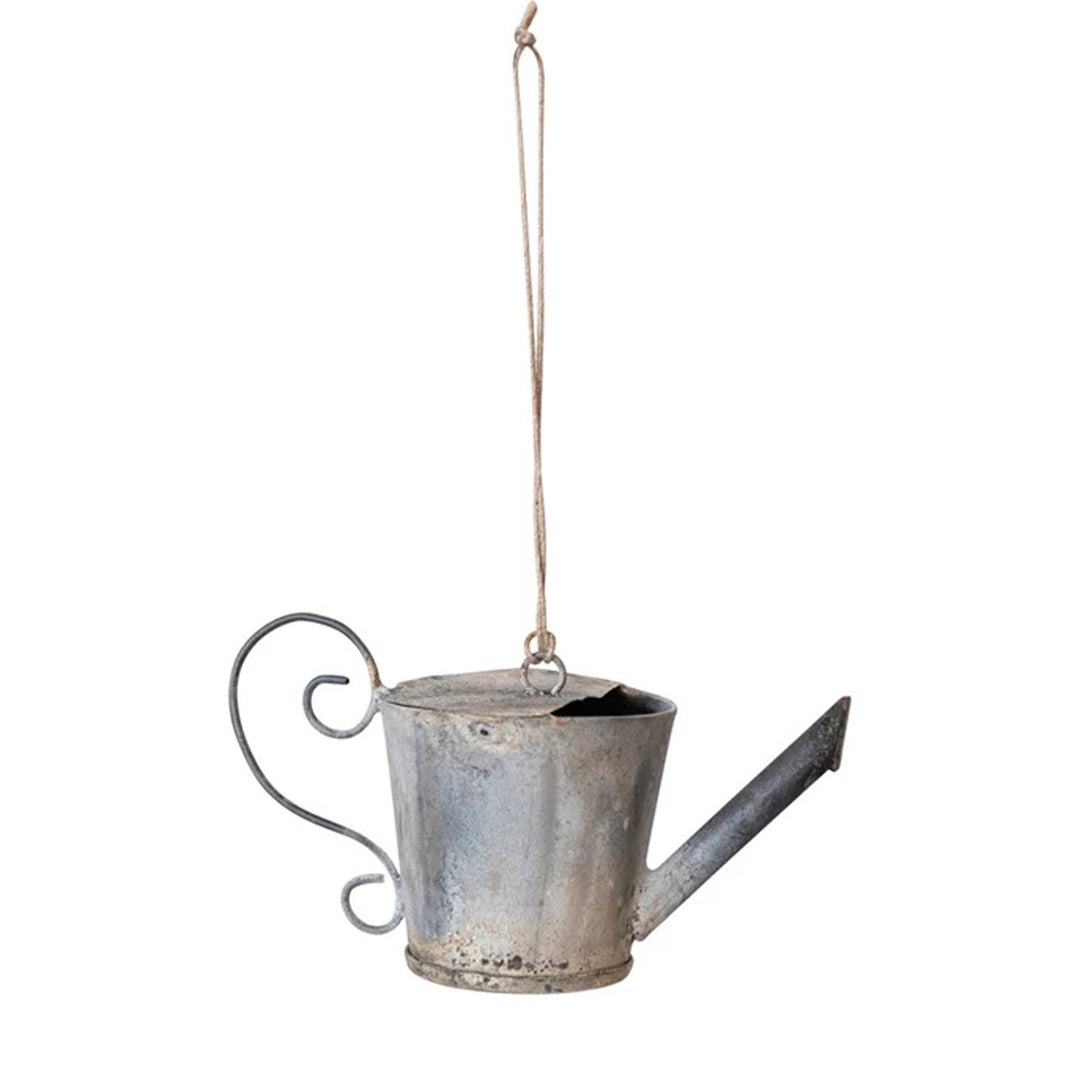 Metal Watering Can Ornament Distressed Finish 3"