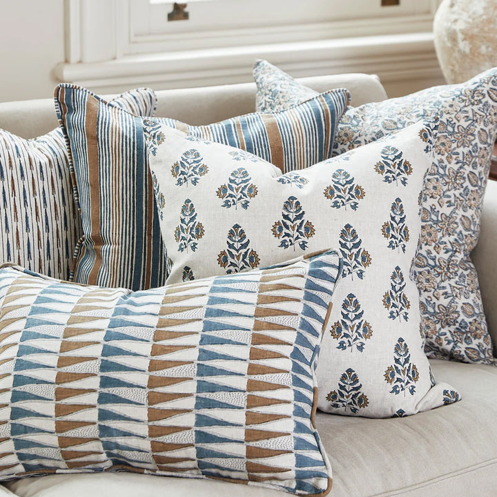 Tangier Walnut linen cushion 14x22 w/ Feather Down Inner