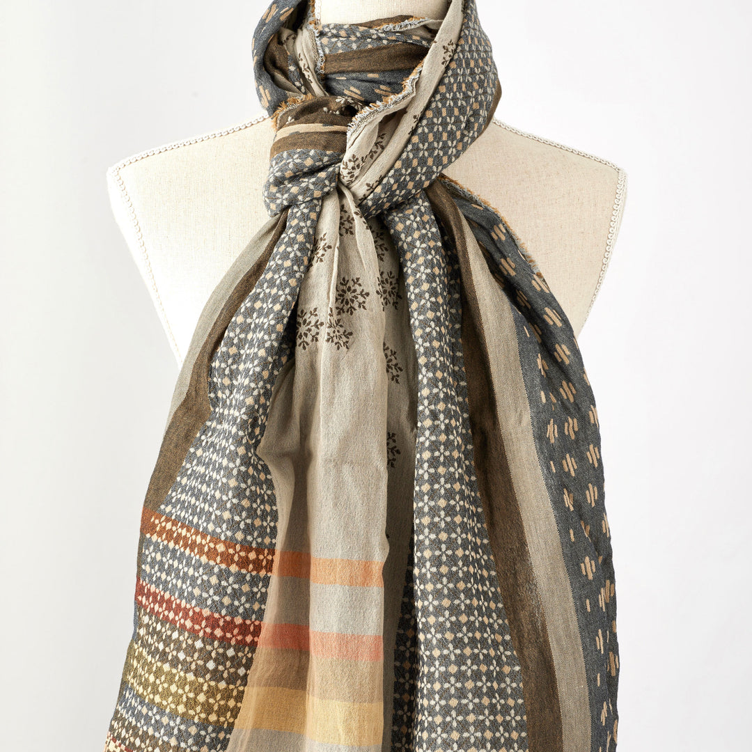 Organic Cotton Scarf Daphne Ardoise Khaki