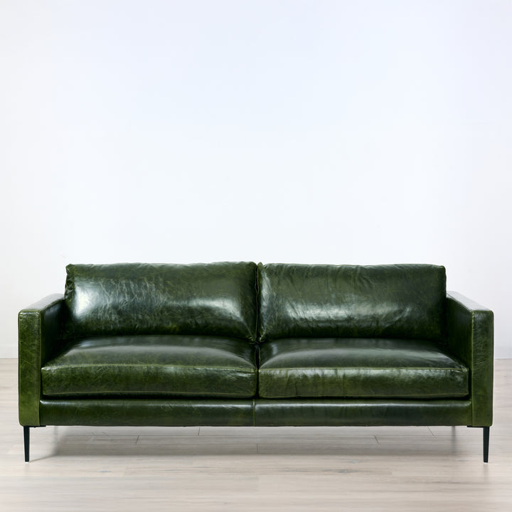 Slim Sofa in Verdant Green Leather (88")