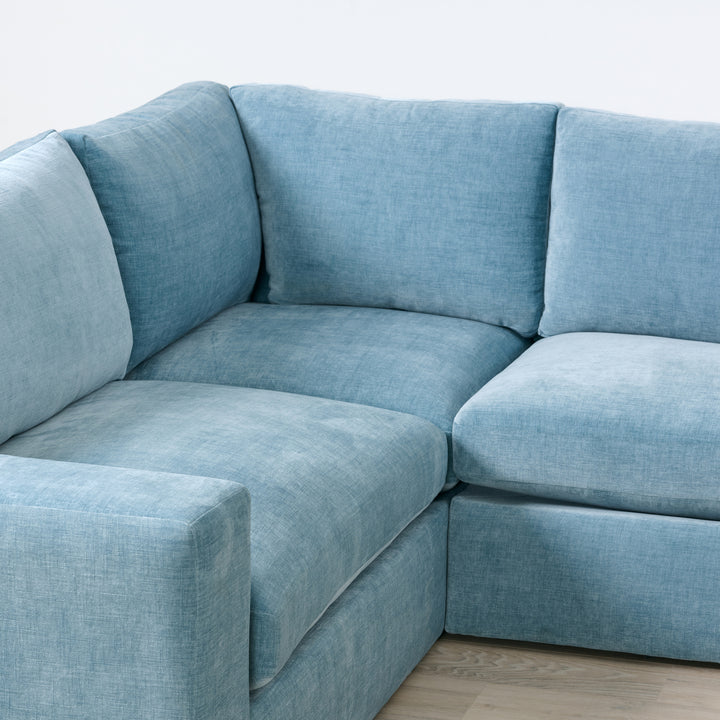 Big Easy Sectional with Wide Arms in Sky Blue