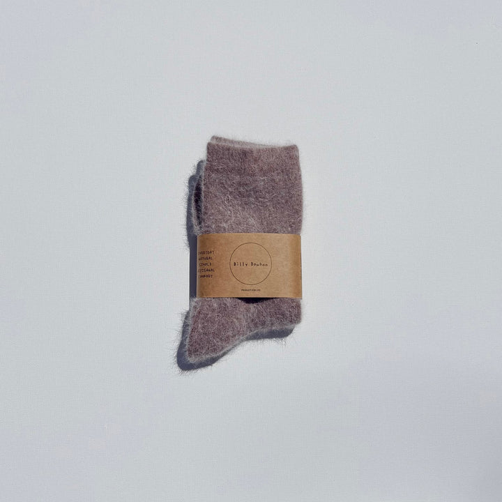 Fluffy Angora Socks - Dark Mushroom