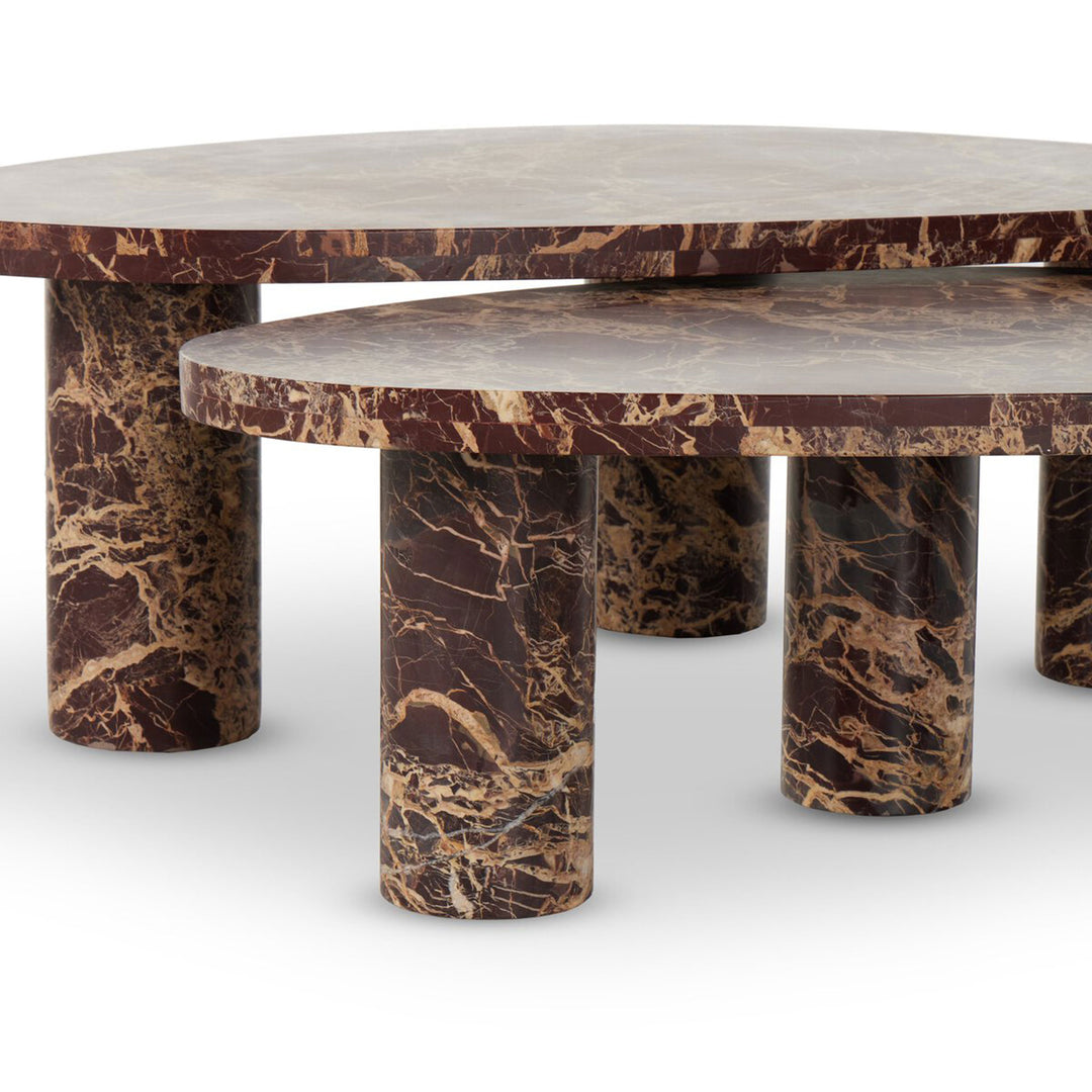 Zale Coffee Table in Merlot Solid Marble