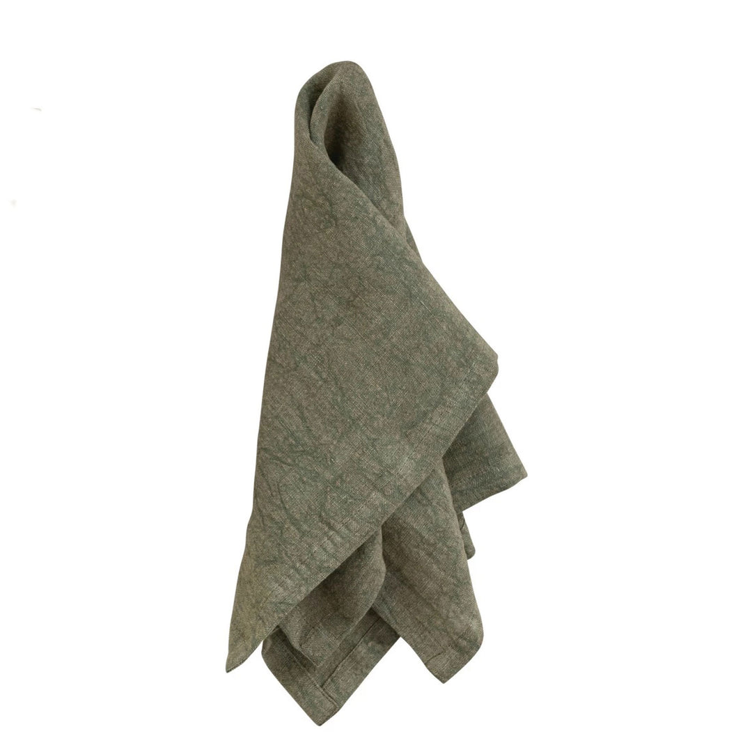 18" Square Stonewashed Linen Napkins in Olive s/4