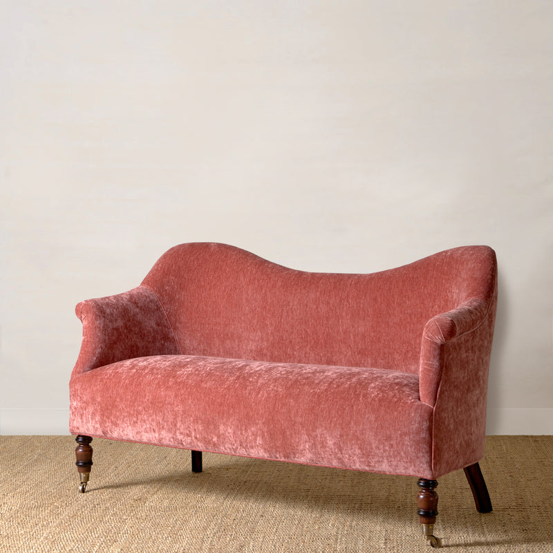 Dromedary Loveseat in Performance Fabric Lacey French Rose by John Derian For Cisco Home