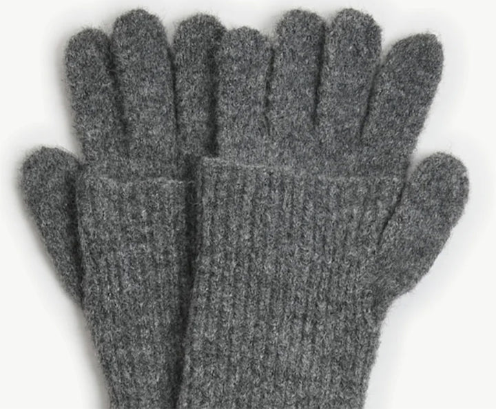Chunky Rib Fingerhole Gloves - Charcoal