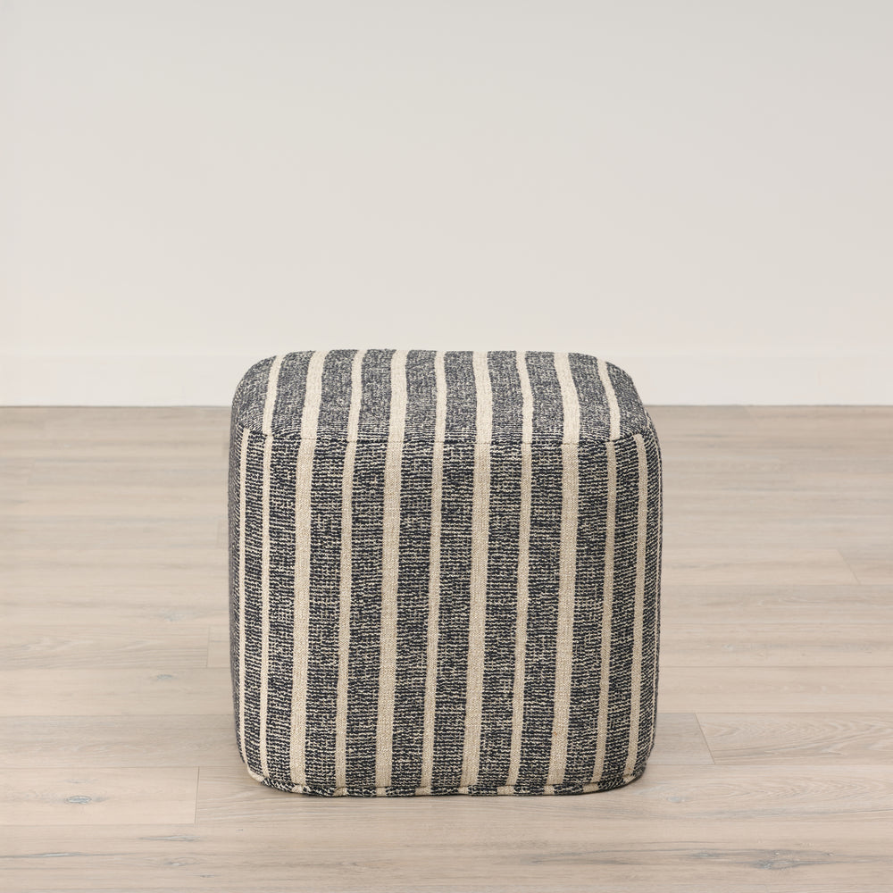 Ames Ottoman Upholstered in Heavy Duty Midnight Beige