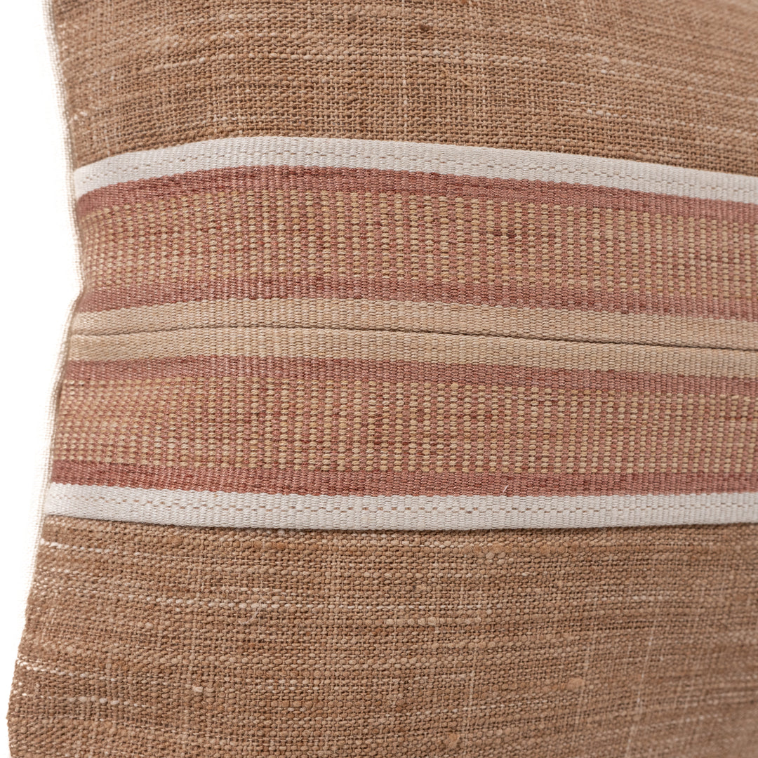 Handmade Pillow Handwoven Tan 12x20 w/ Filler