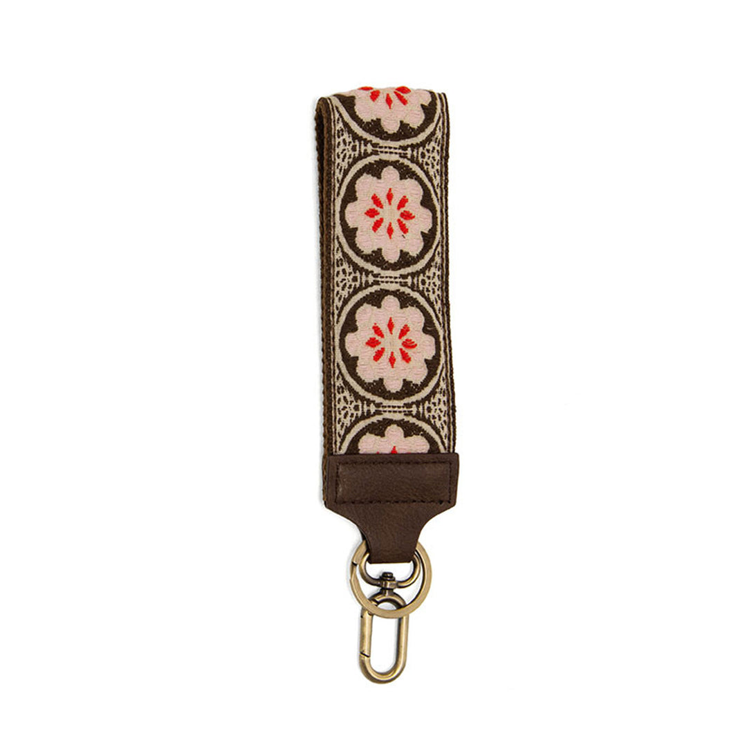 2" Pink Rosette Wristlet Keychain