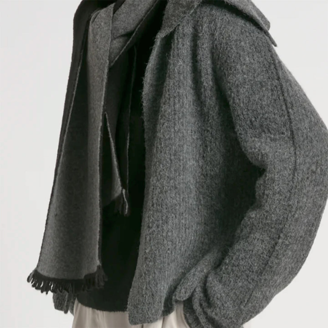 Wool Blend Reversible Scarf - Black