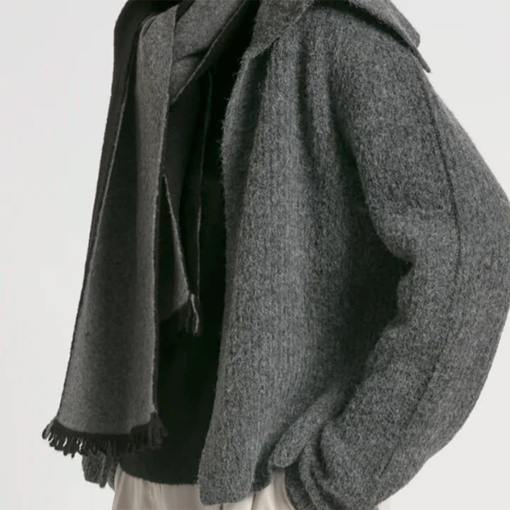 Wool Blend Reversible Scarf - Black