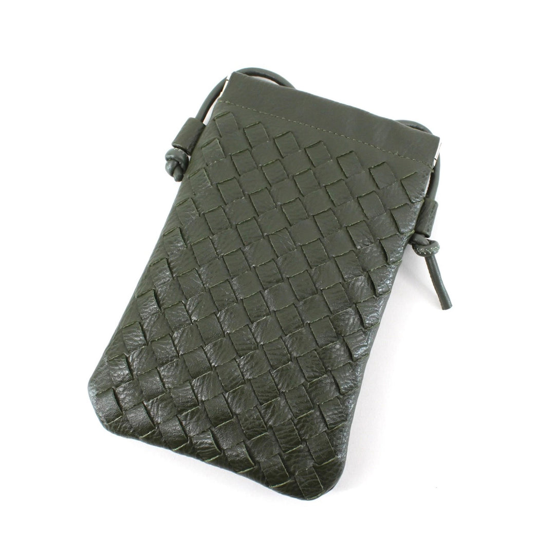 Small Woven Crossbody Phone Bag Green