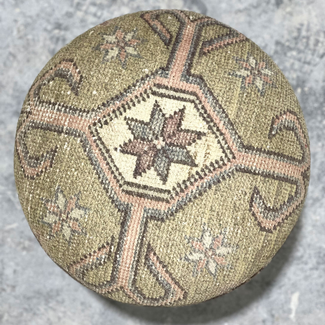 Vintage Rug Small Ottoman - 1024-Y