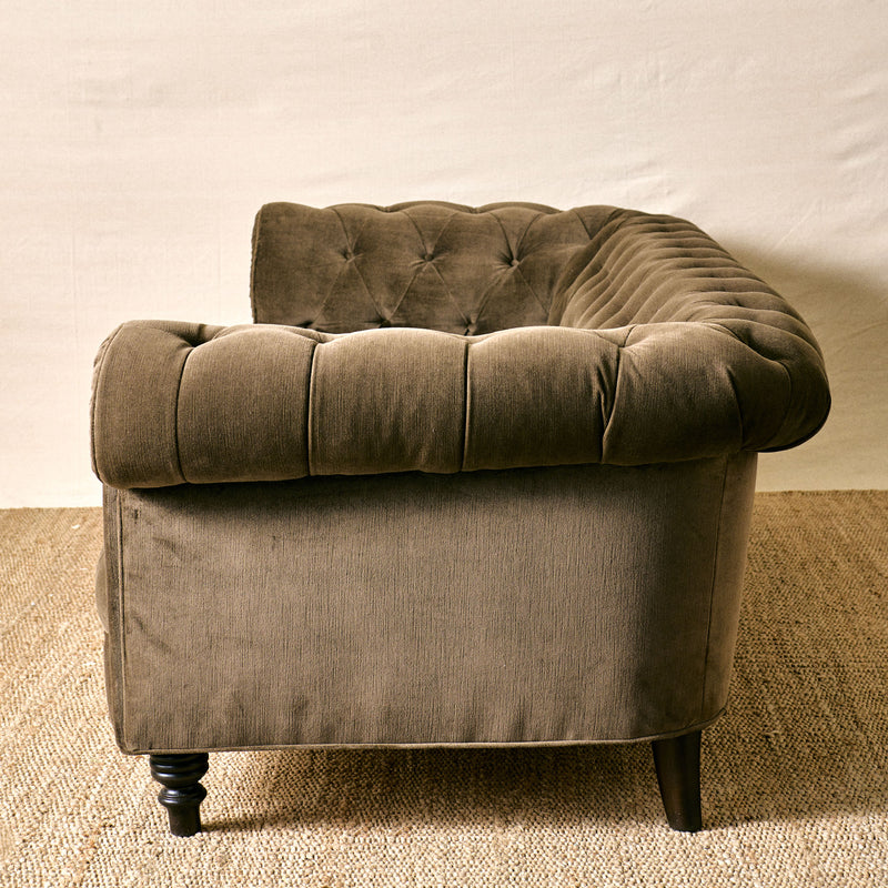 Brook Sofa in Lucas Cafe with Tufting By John Derian for Cisco Brothers (98")