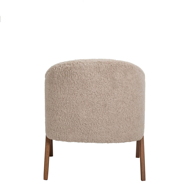 Boucle Fabric Upholstered Chair w. Rubberwood Legs