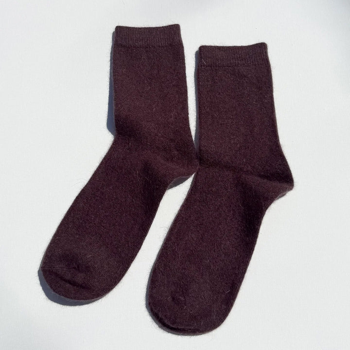 Fluffy Angora Socks - Chocolate
