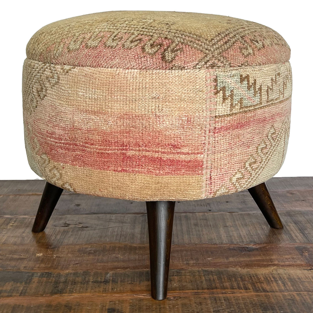 Vintage Medium Round Rug Ottoman (1124-M)