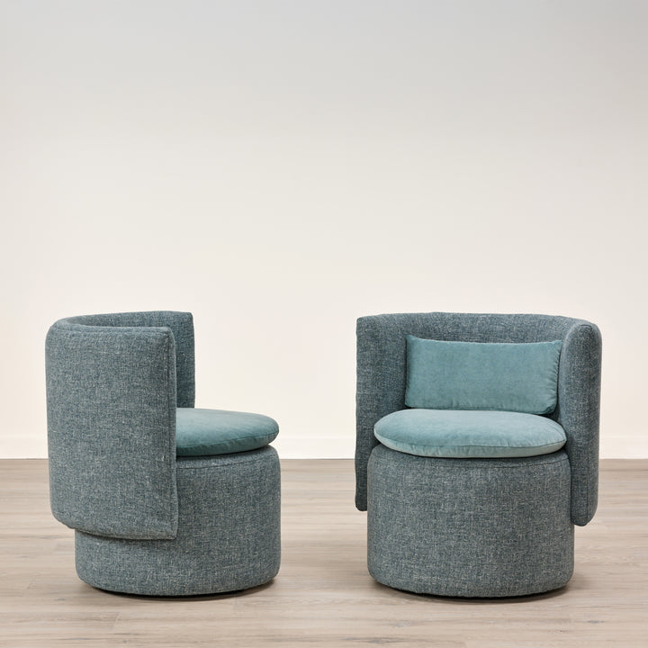 Buttercup Swivel Chair in Heavy Duty Washed Navy by Younger & Co