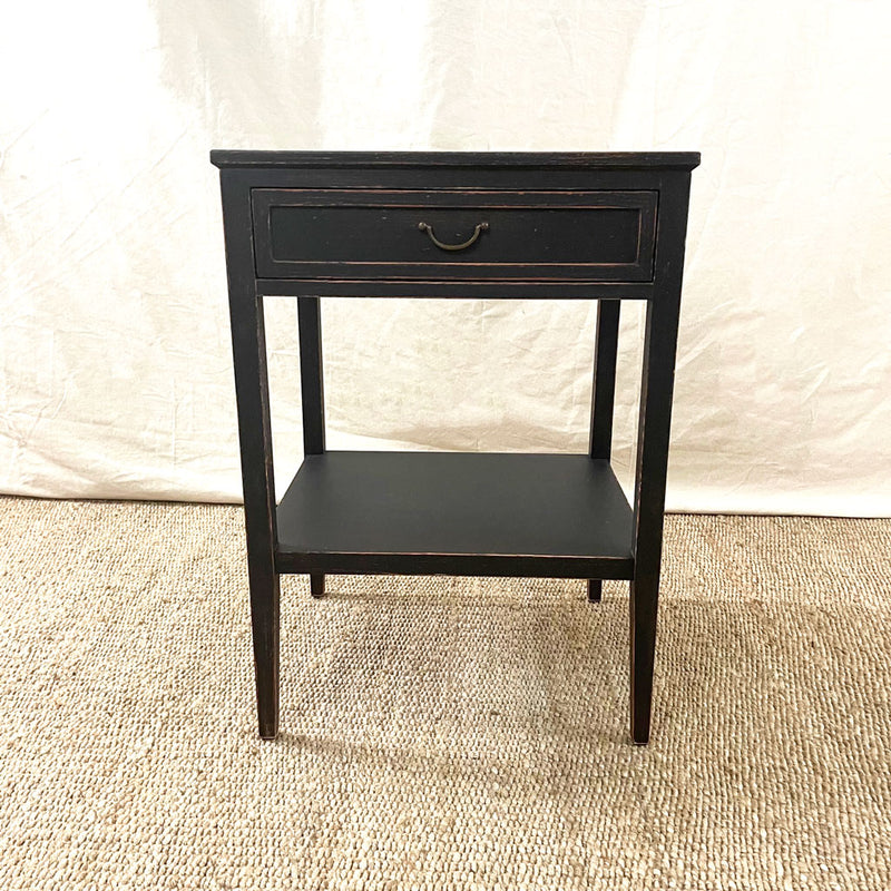 Gustavian Side With One Drawer and Bottom Shelf in Antique Black