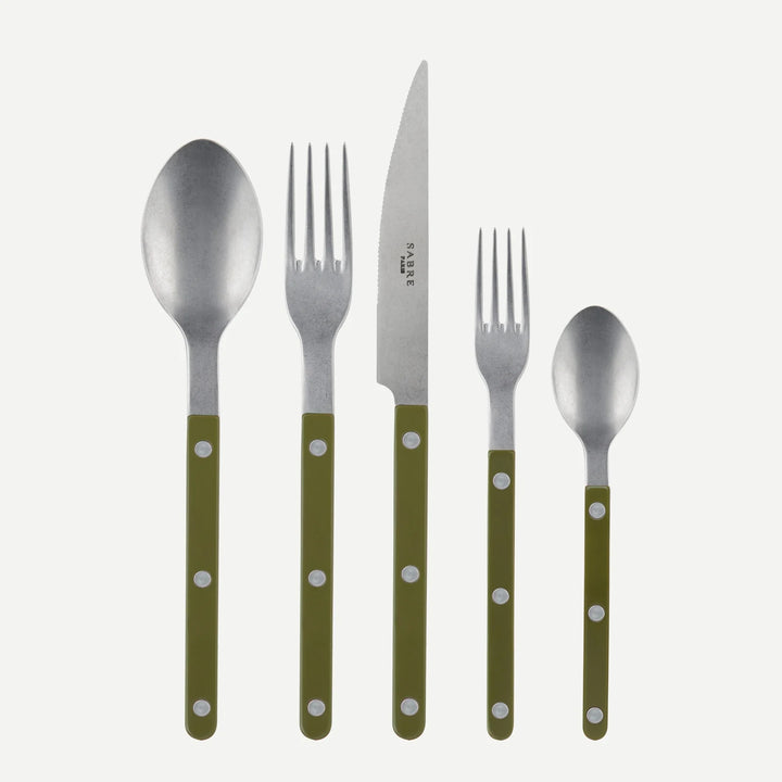 Bistrot Vintage Inspired Flatware 5pc Place Setting Green Fern
