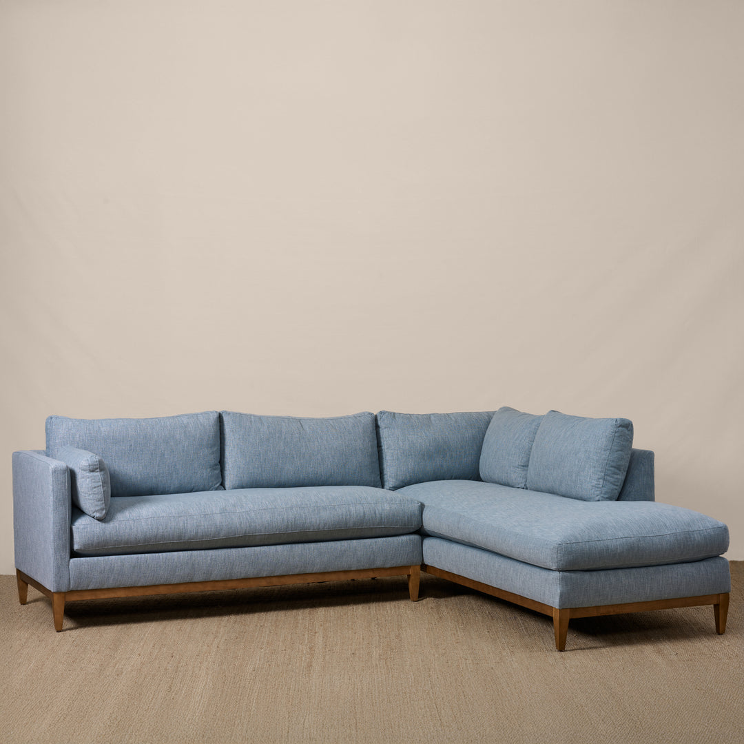 Leo Sectional in Kidproof Washable Smoky Blue