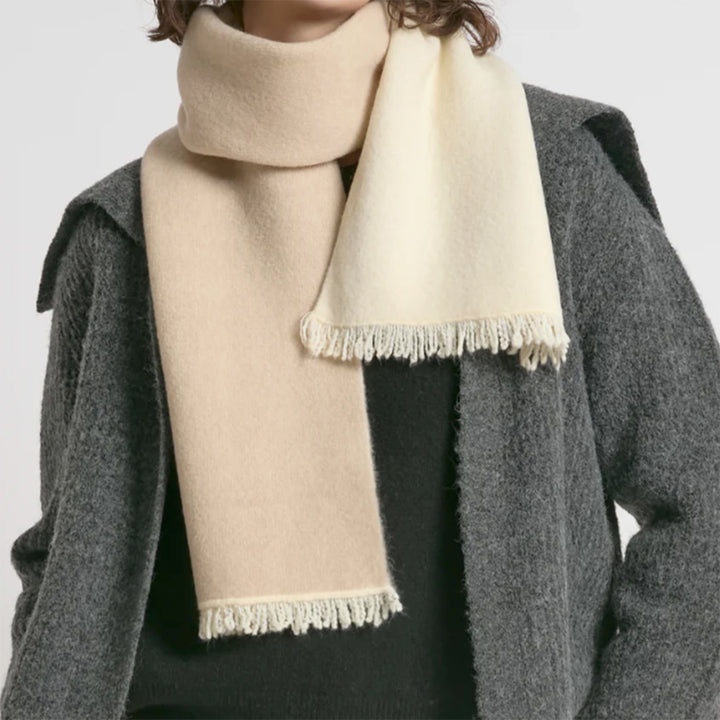 Wool Blend Reversible Scarf - Ivory