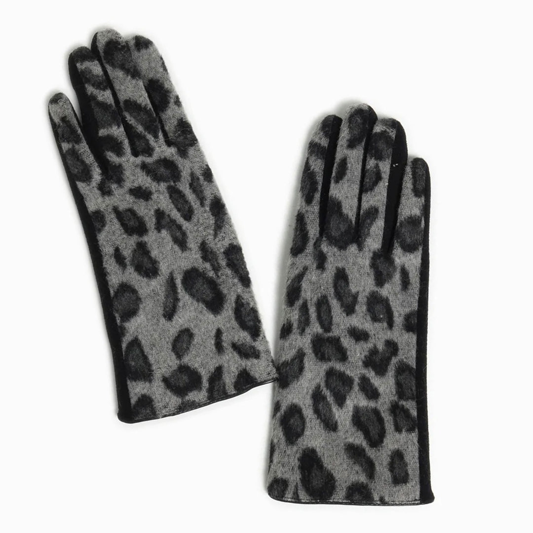 Black Leopard Print Gloves