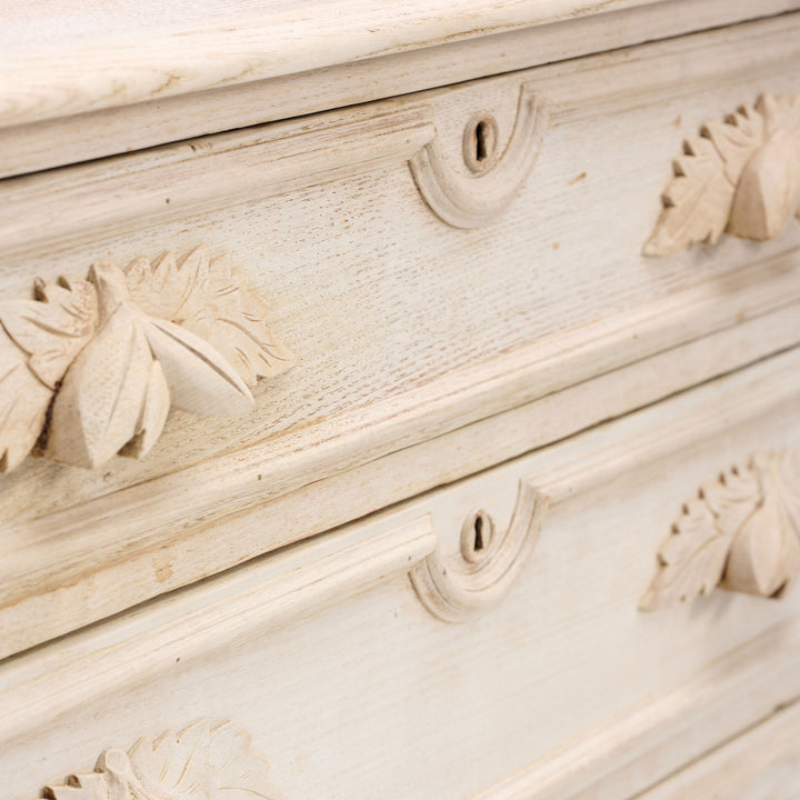 Vintage Bleached Chest with Carved Pulls