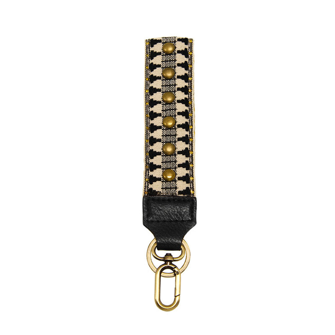 Black Studded Wristlet Keychain