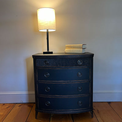 Gustavian Bureau Curved with Ribbed Top Drawer in Antique Black