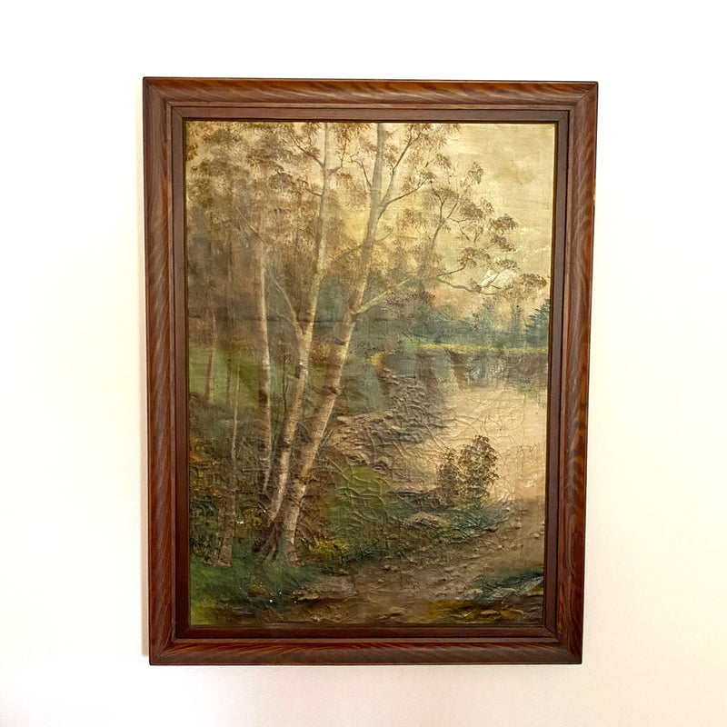 Antique Painting "Birches"; Roy O. Wood C. 1920