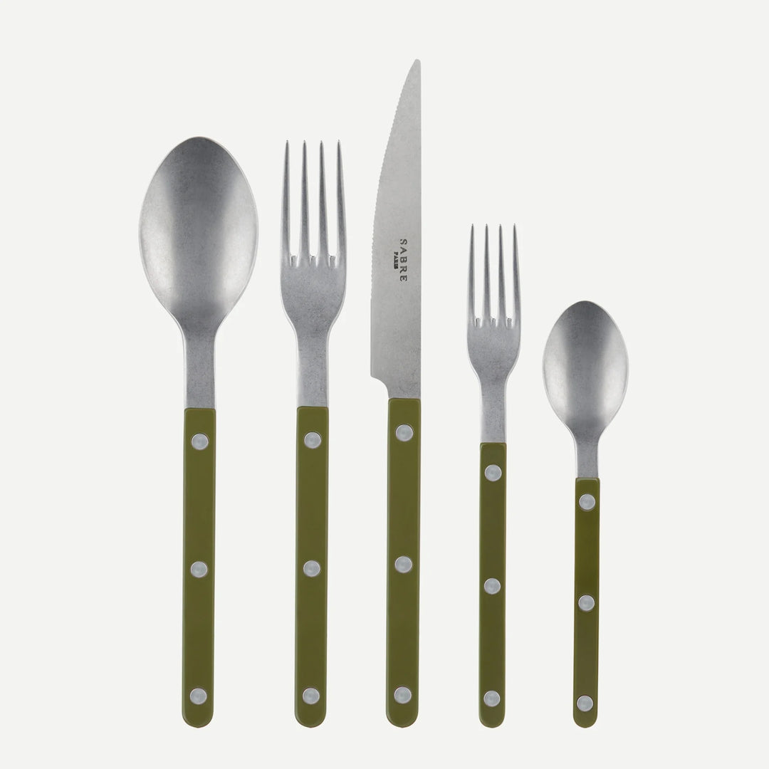 Bistrot Vintage Inspired Flatware 5pc Place Setting Green Fern